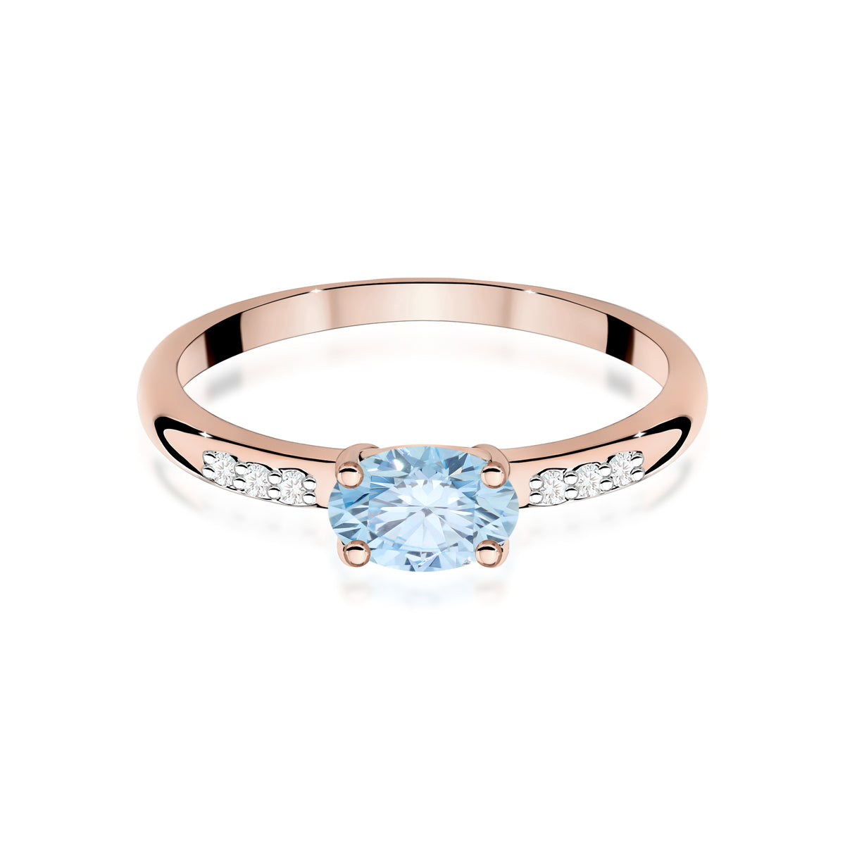 Inel Aur 14K cu Diamante Albastru de Laborator 0.53 ct