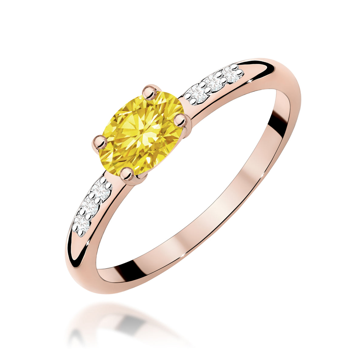Inel Aur 14K cu Diamante Galben de Laborator 0.53 ct
