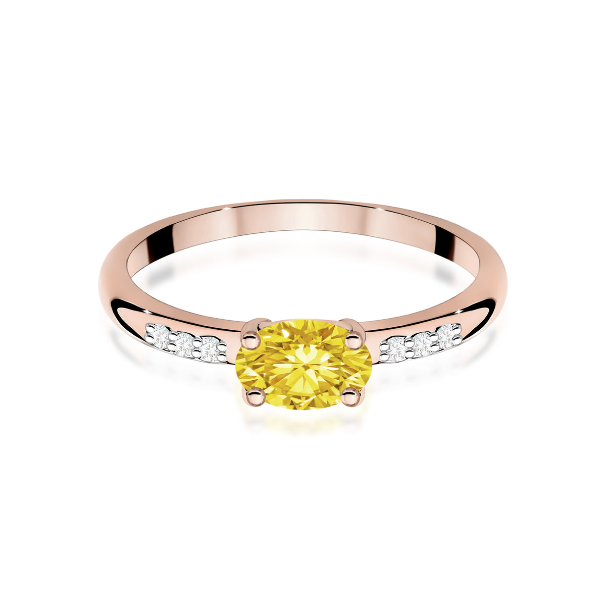 Inel Aur 14K cu Diamante Galben de Laborator 0.53 ct