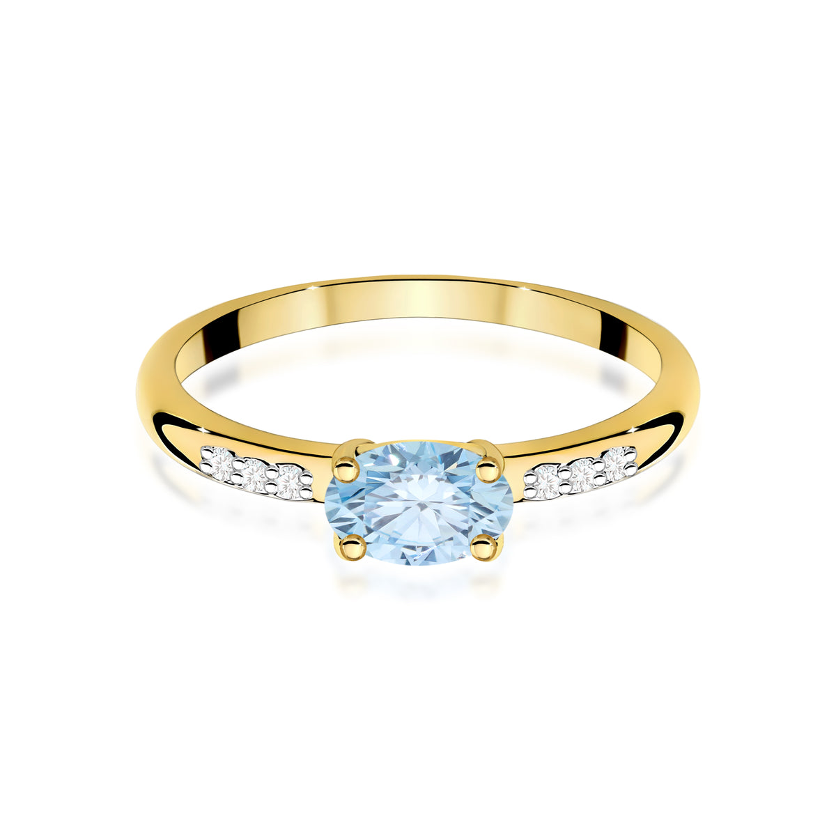 Inel Aur 14K cu Diamante Albastru de Laborator 0.53 ct