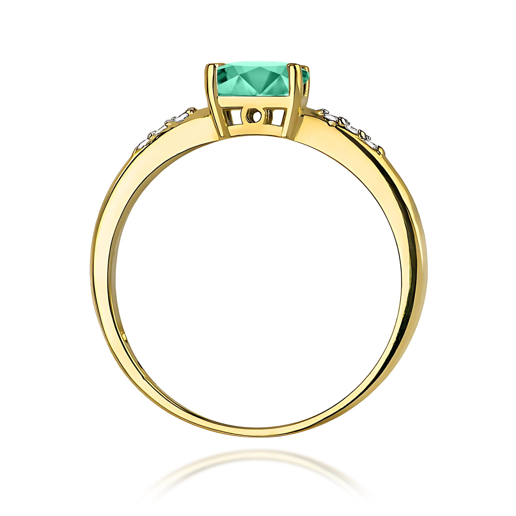 Inel Aur 9K cu Smarald 0.40 ct si Diamante Naturale 0.03 ct
