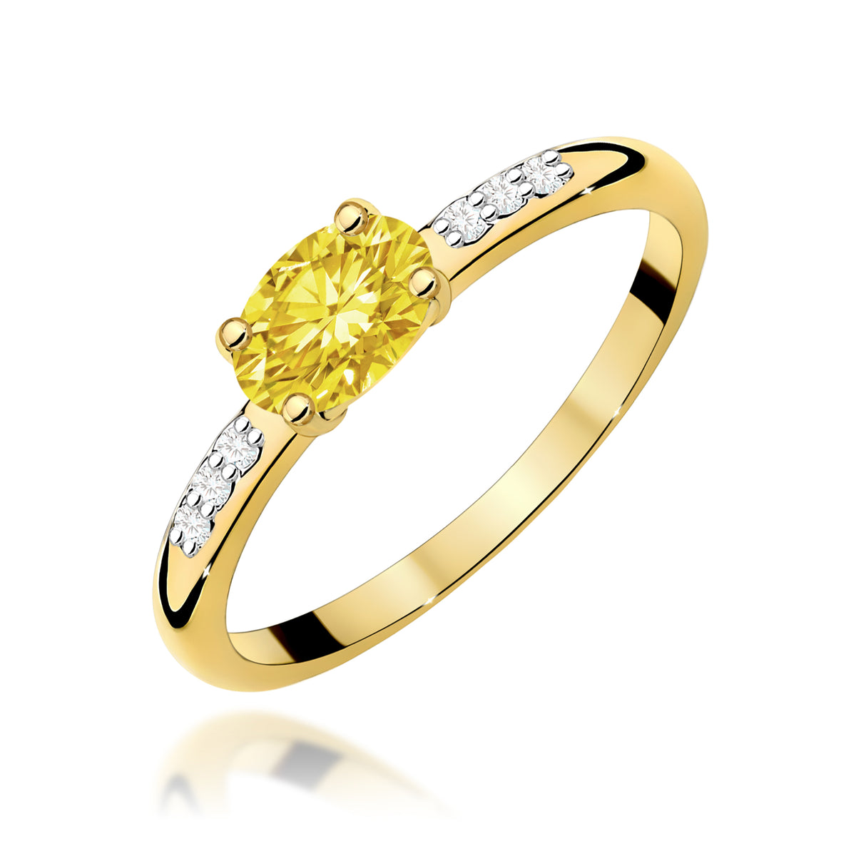 Inel Aur 9K cu Diamante Galben de Laborator 0.53 ct