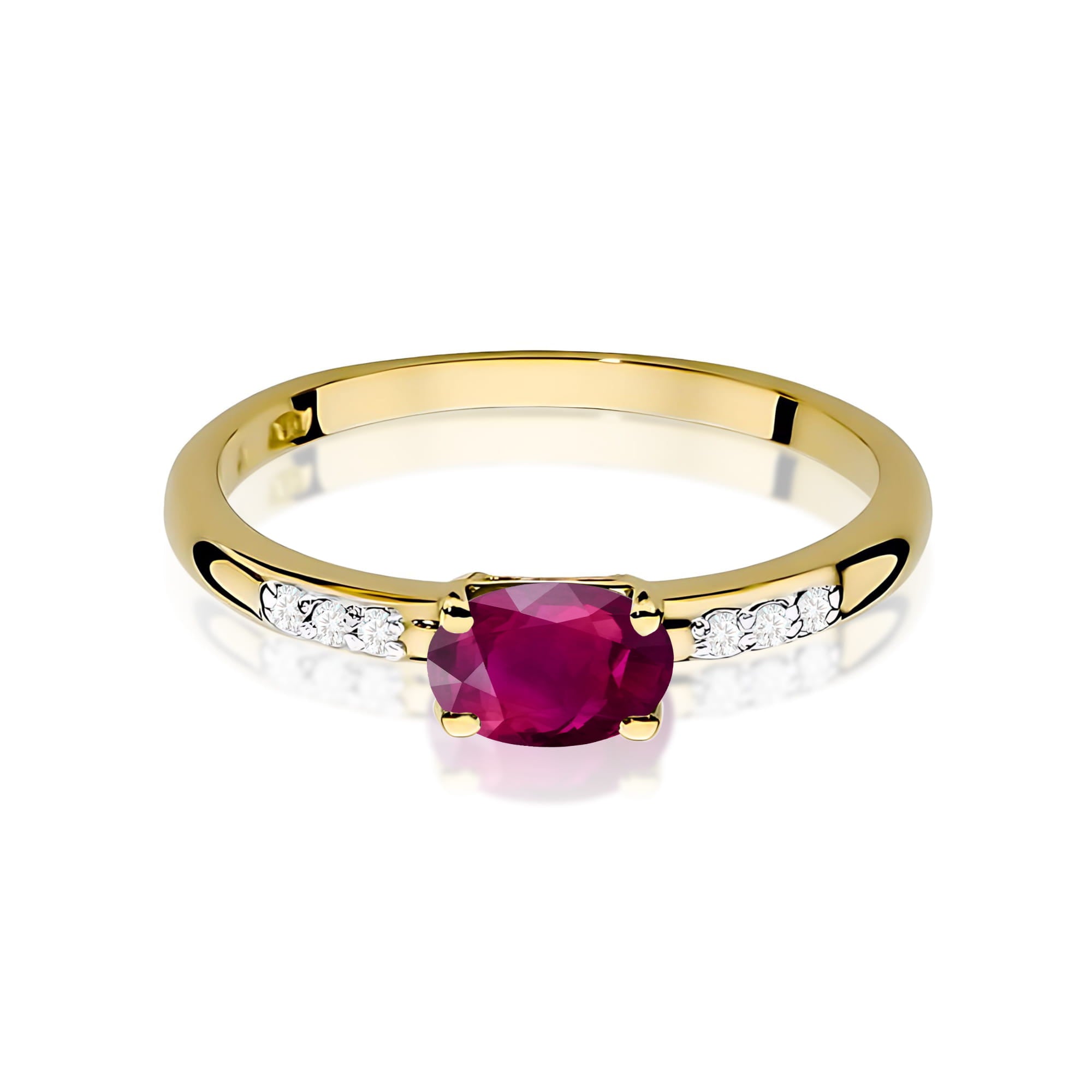 Inel Aur 9K cu Rhodolite 0.50 ct si Diamante Naturale 0.03 ct