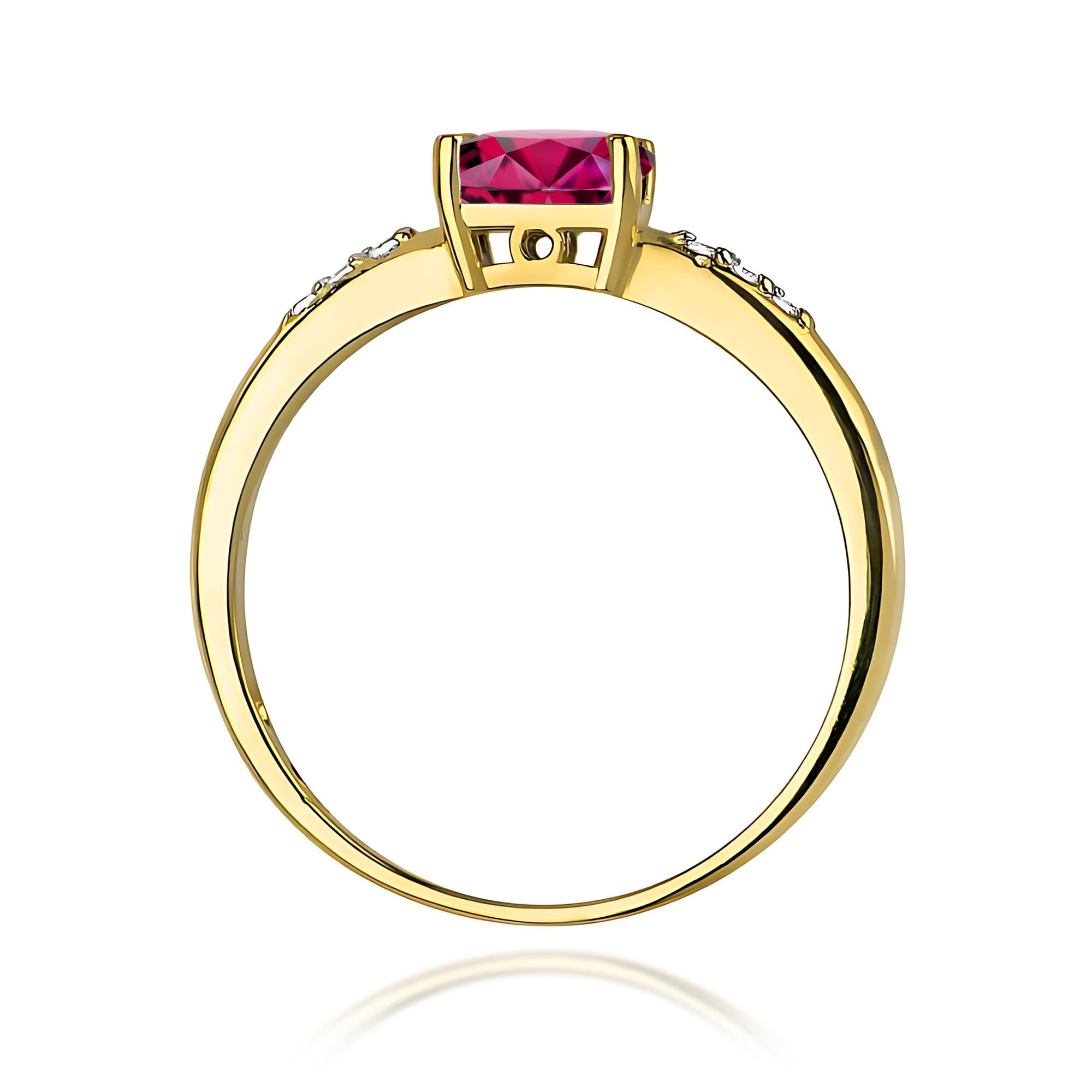 Inel Aur 9K cu Rhodolite 0.50 ct si Diamante Naturale 0.03 ct