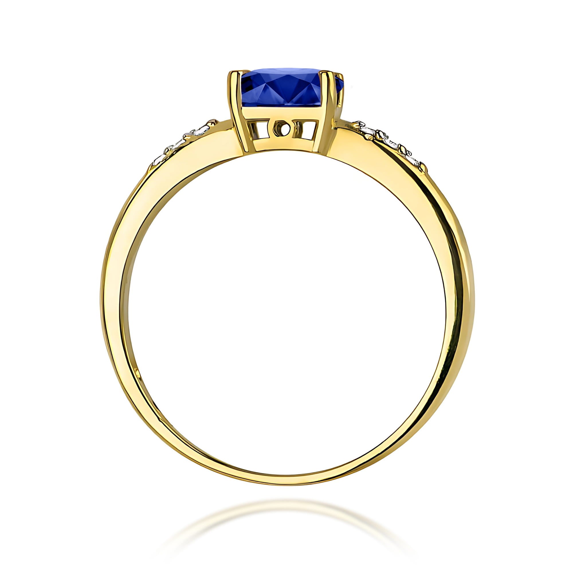 Inel Aur 9K cu Safir 0.70 ct si Diamante Naturale 0.03 ct