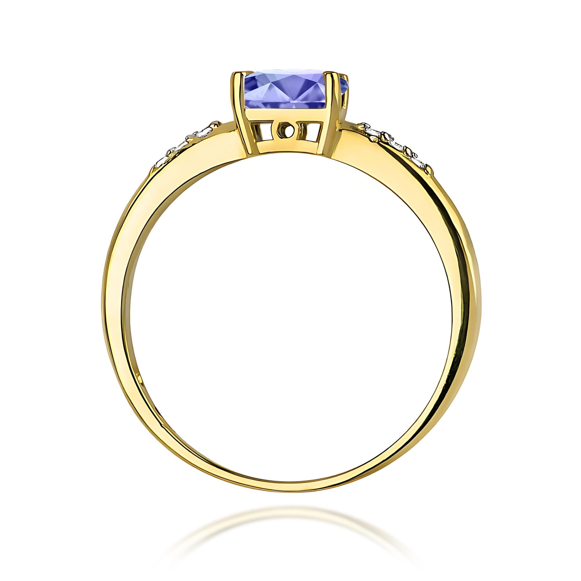 Inel Aur 9K cu Tanzanit 0.40 ct si Diamante Naturale 0.03 ct
