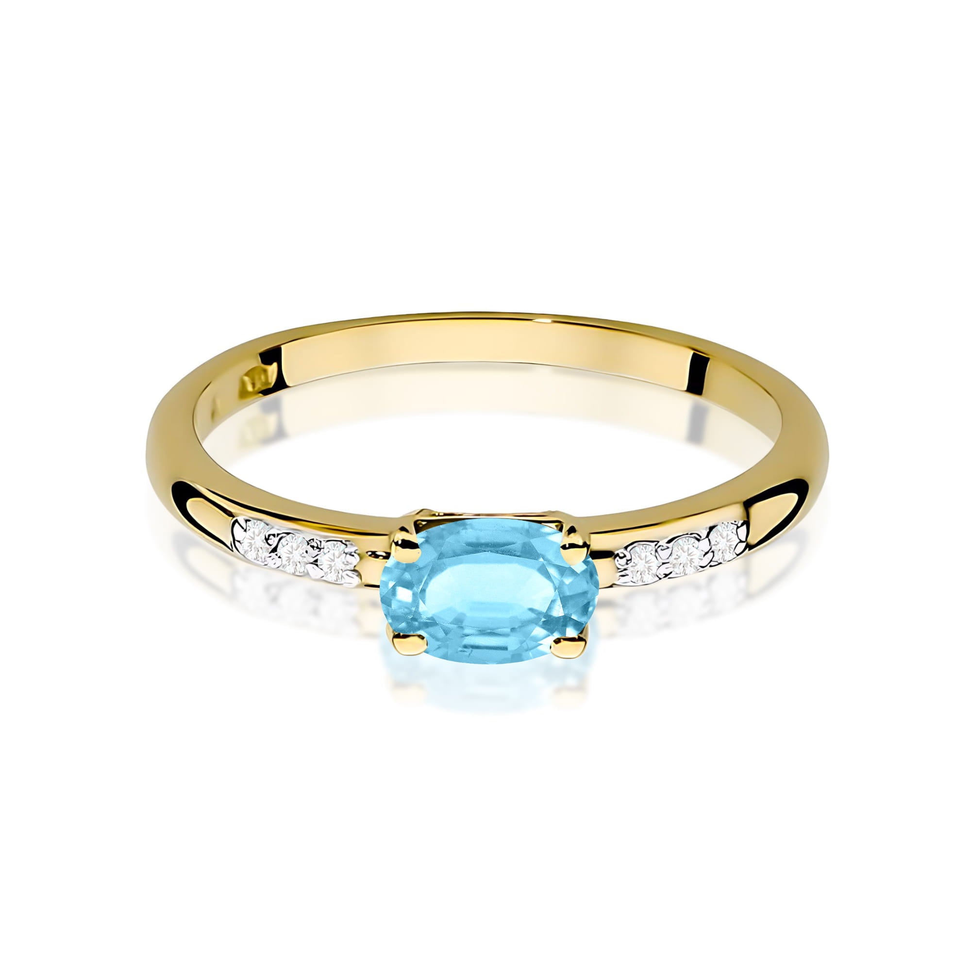 Inel Aur 9K cu Topaz Swiss 0.50 ct si Diamante Naturale 0.03 ct