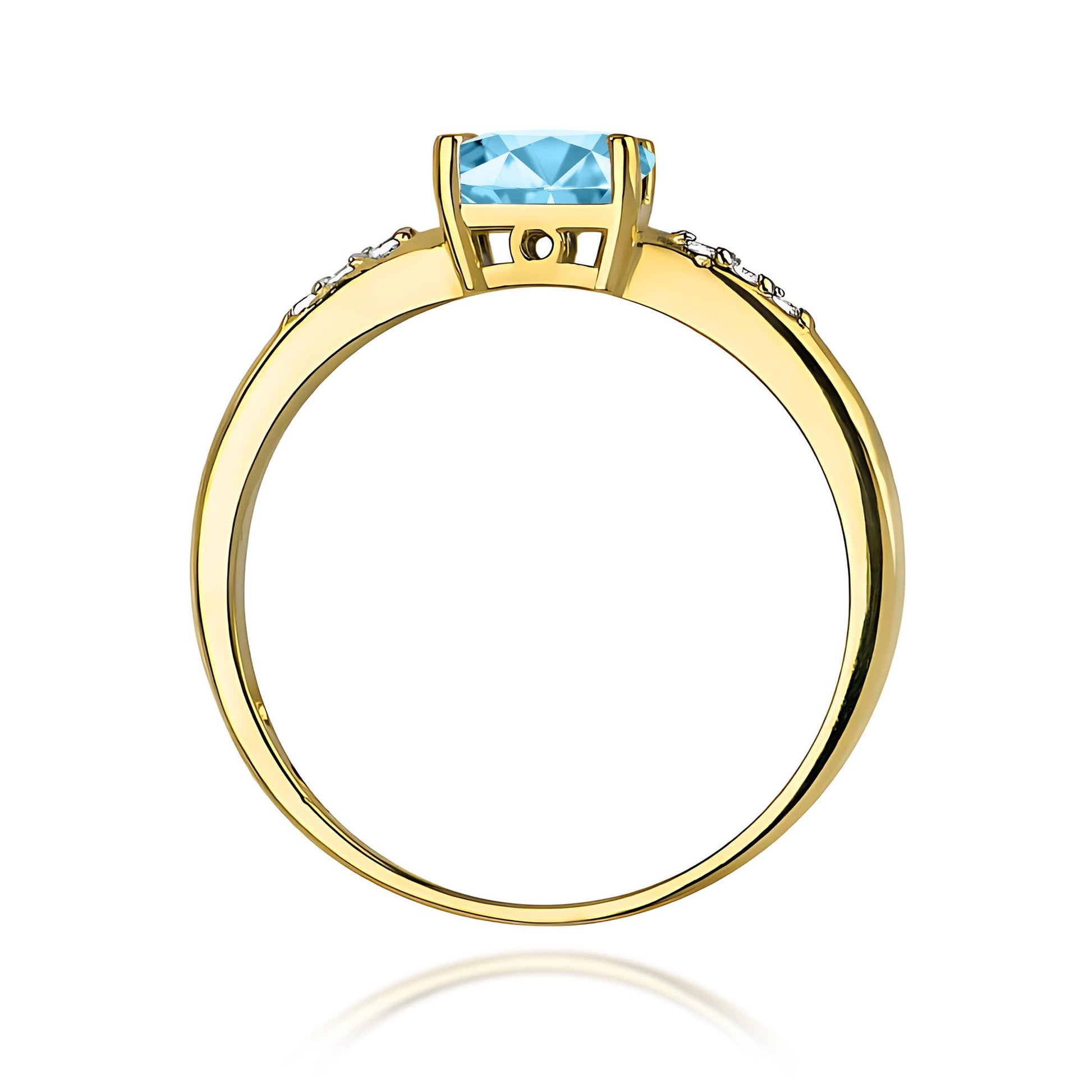 Inel Aur 9K cu Topaz Swiss 0.50 ct si Diamante Naturale 0.03 ct