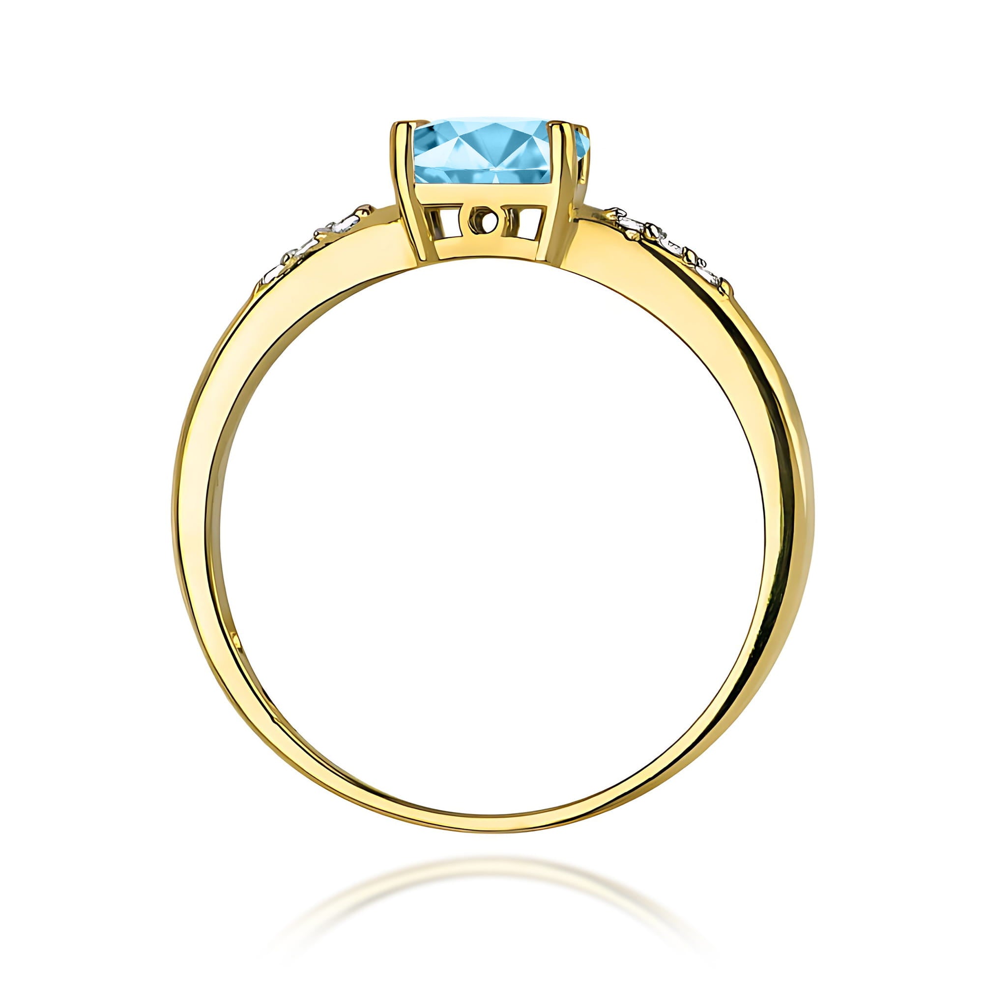 Inel Aur 9K cu Topaz Swiss 0.50 ct si Diamante Naturale 0.03 ct