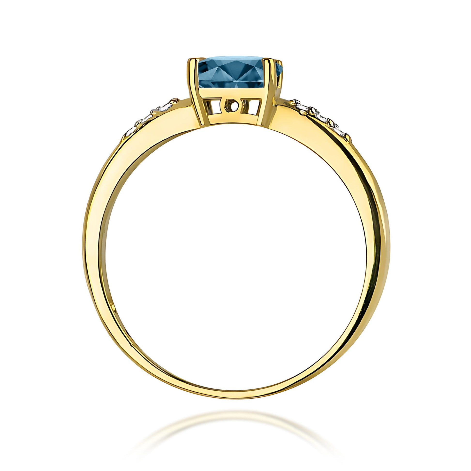 Inel Aur 9K cu Topaz London Blue 0.50 ct si Diamante Naturale 0.03 ct