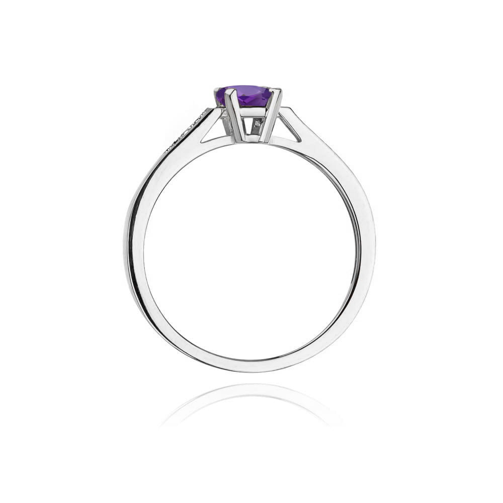 Inel Aur 9K cu Ametist 0.50 ct si Diamante Naturale 0.04 ct