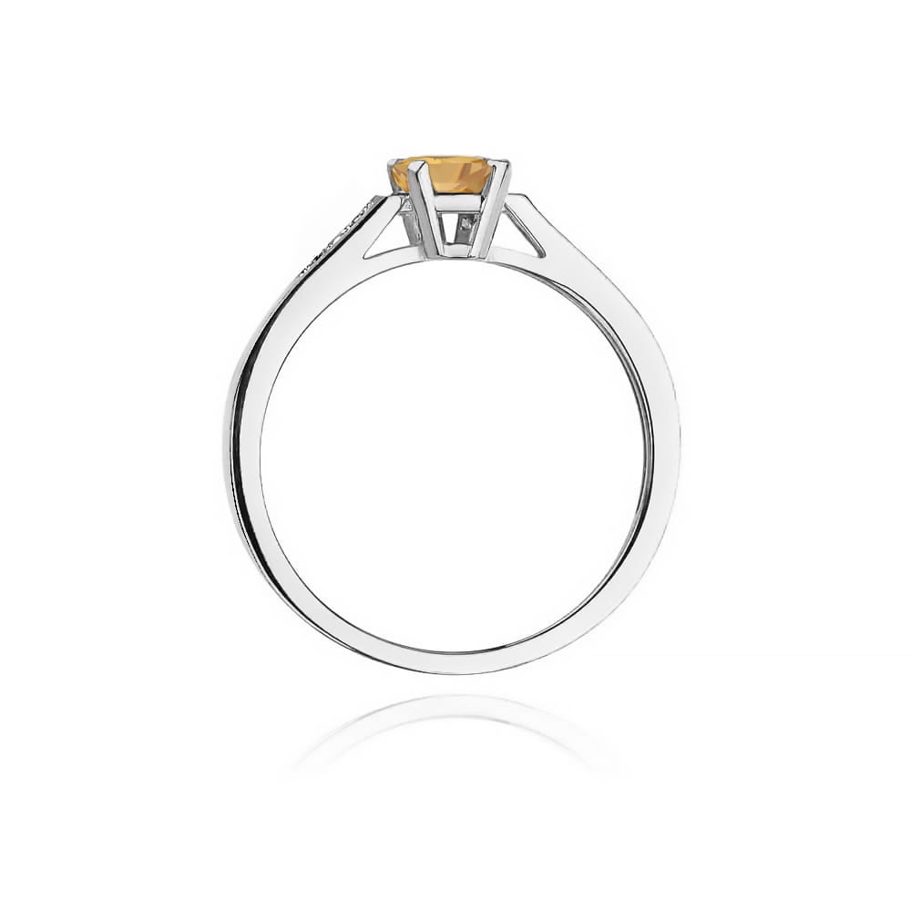 Inel Aur 9K cu Citrin 0.60 ct si Diamante Naturale 0.04 ct
