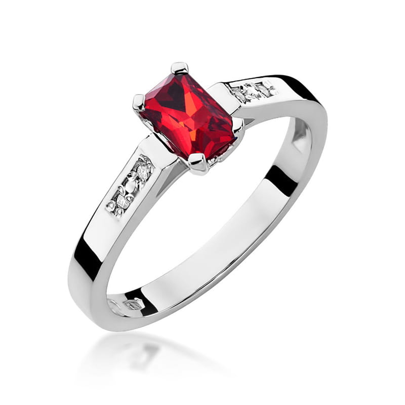 Inel Aur 9K cu Rubin 0.80 ct si Diamante Naturale 0.04 ct