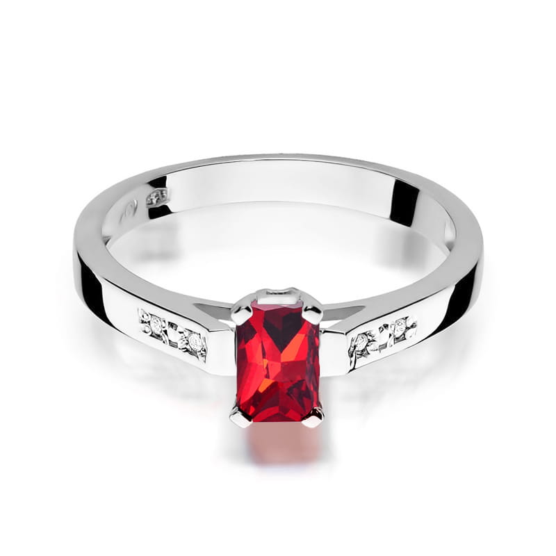 Inel Aur 9K cu Rubin 0.80 ct si Diamante Naturale 0.04 ct
