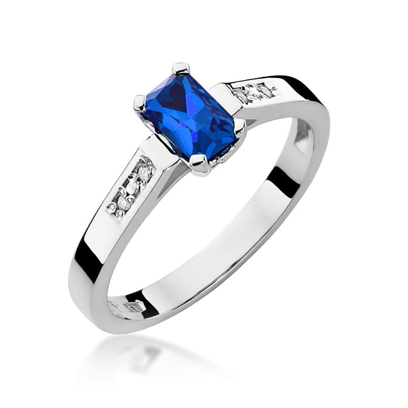 Inel Aur 9K cu Safir 0.60 ct si Diamante Naturale 0.04 ct