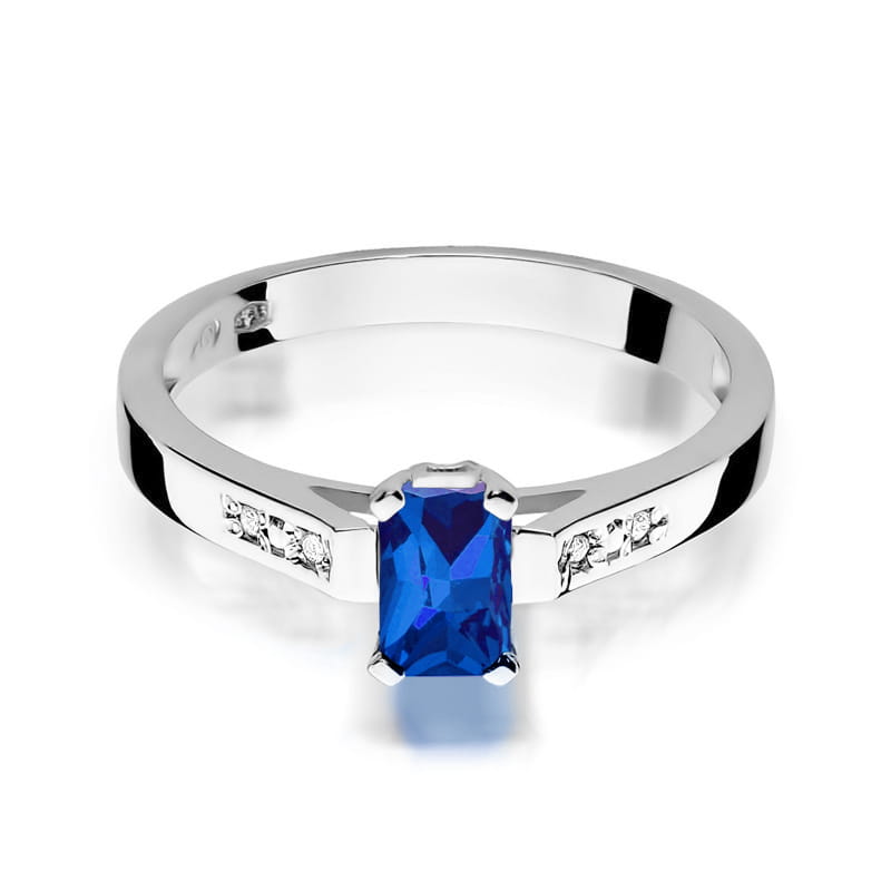 Inel Aur 9K cu Safir 0.60 ct si Diamante Naturale 0.04 ct