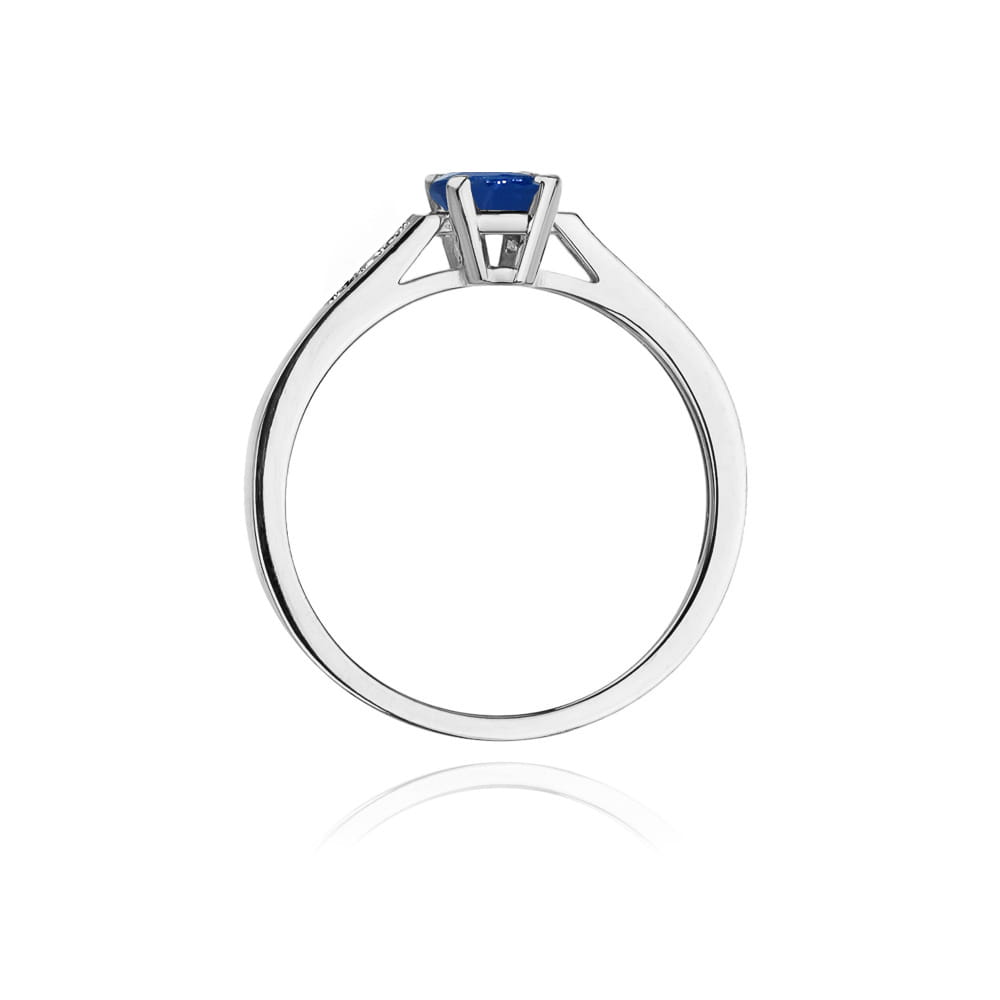 Inel Aur 9K cu Safir 0.60 ct si Diamante Naturale 0.04 ct