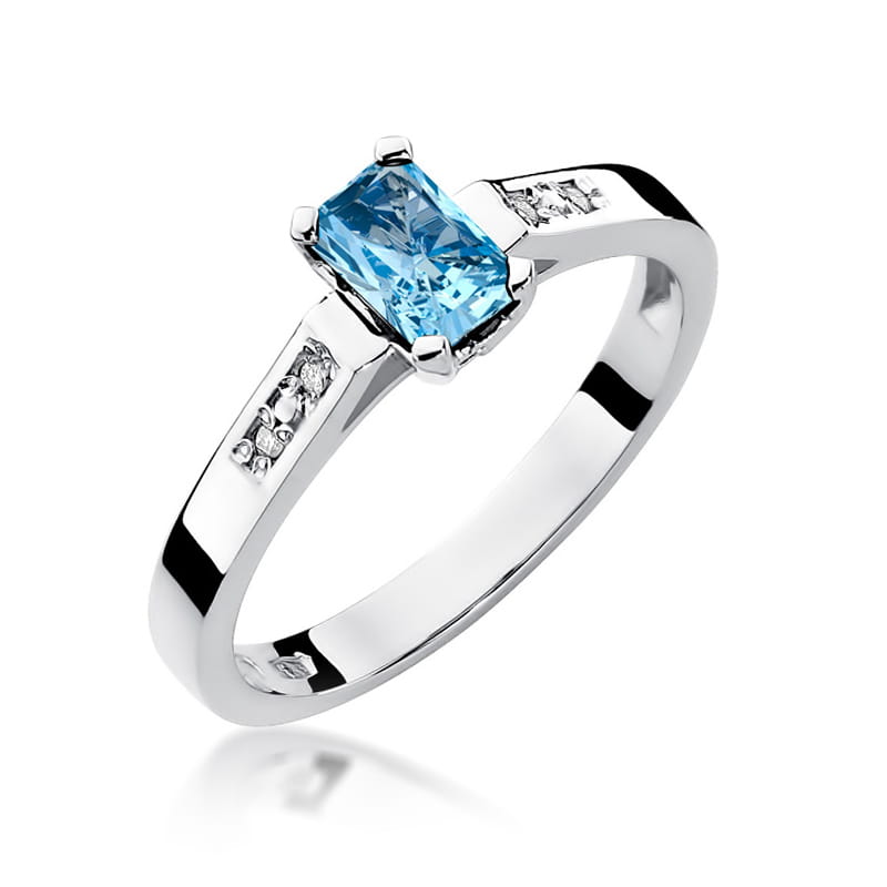 Inel Aur 9K cu Topaz Swiss 0.65 ct si Diamante Naturale 0.04 ct