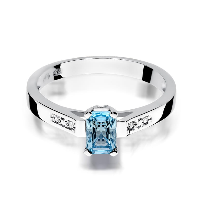 Inel Aur 9K cu Topaz Swiss 0.65 ct si Diamante Naturale 0.04 ct