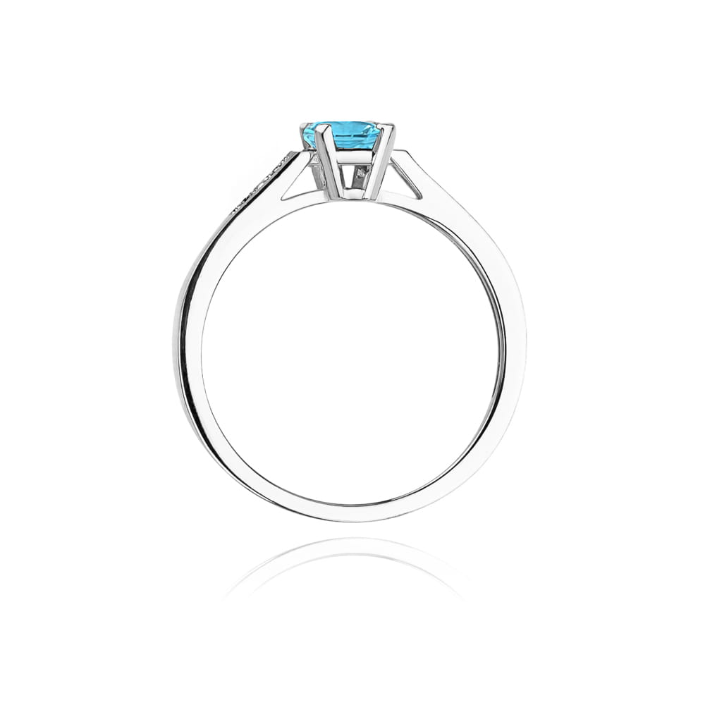 Inel Aur 9K cu Topaz Swiss 0.65 ct si Diamante Naturale 0.04 ct