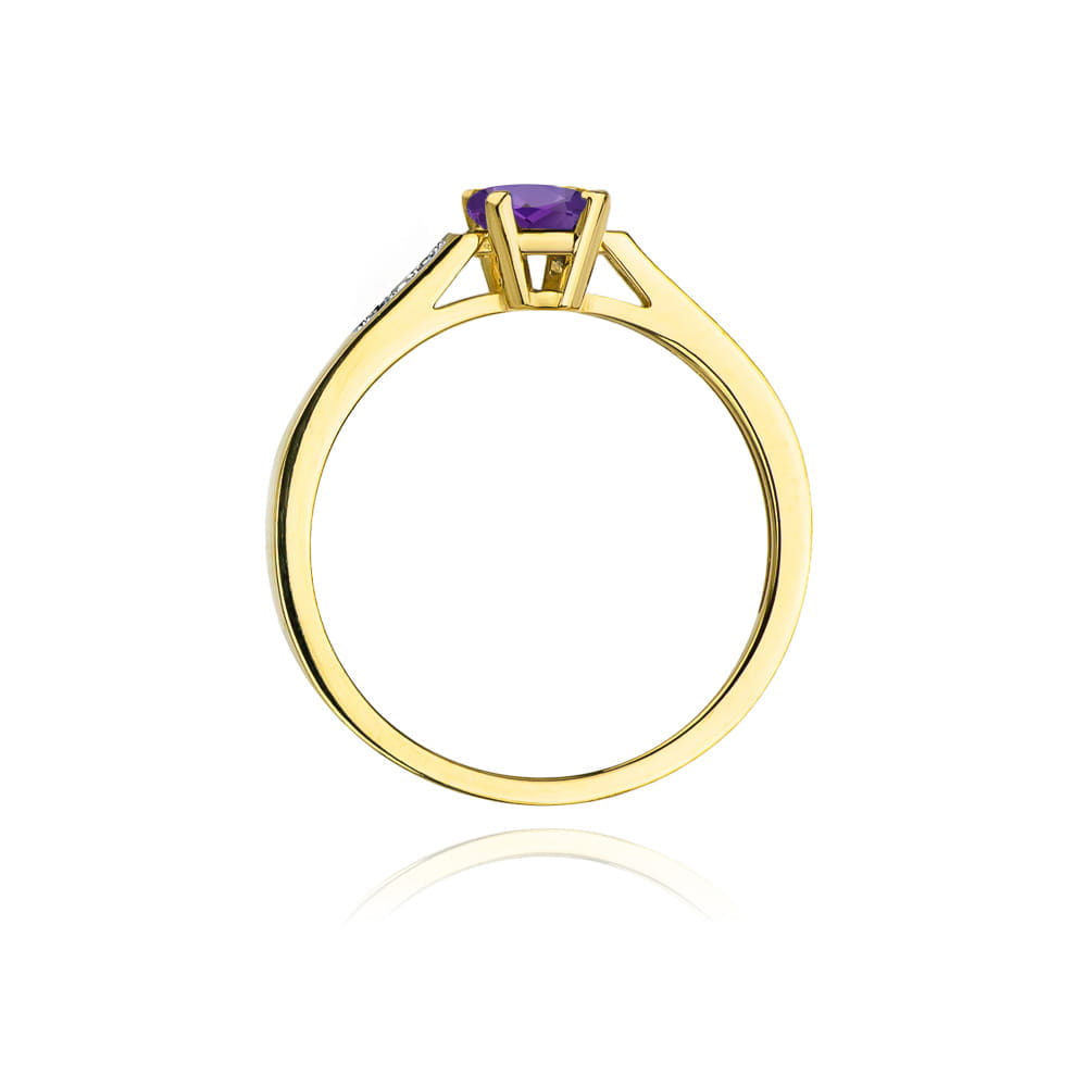 Inel Aur 9K cu Ametist 0.50 ct si Diamante Naturale 0.04 ct