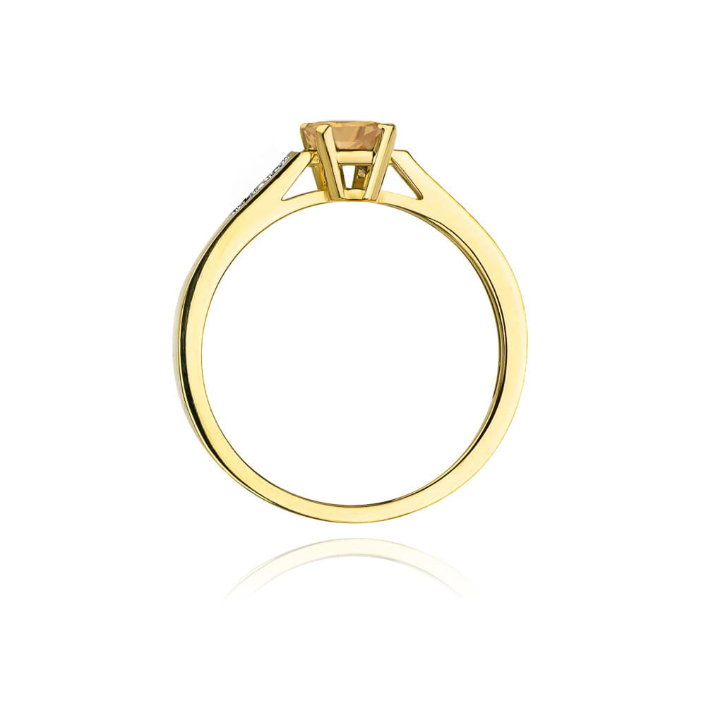 Inel Aur 9K cu Citrin 0.60 ct si Diamante Naturale 0.04 ct