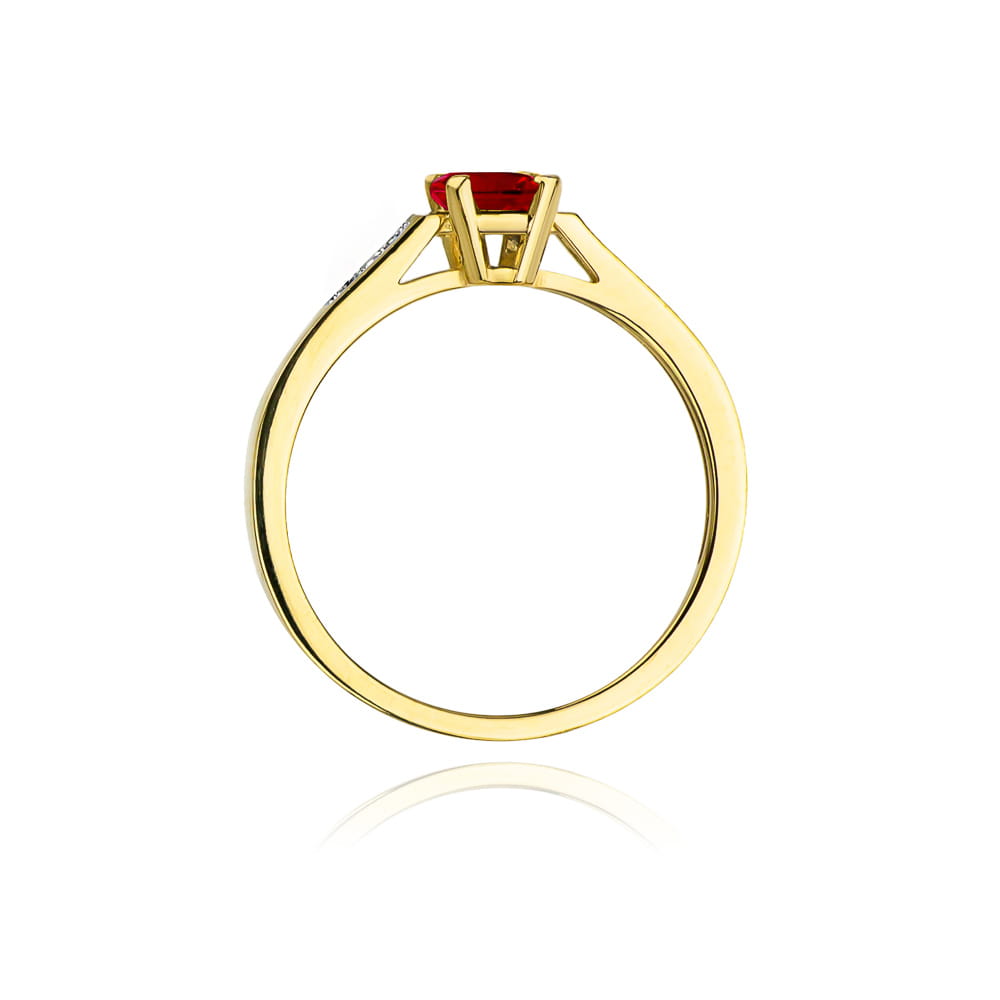 Inel Aur 9K cu Rubin 0.80 ct si Diamante Naturale 0.04 ct