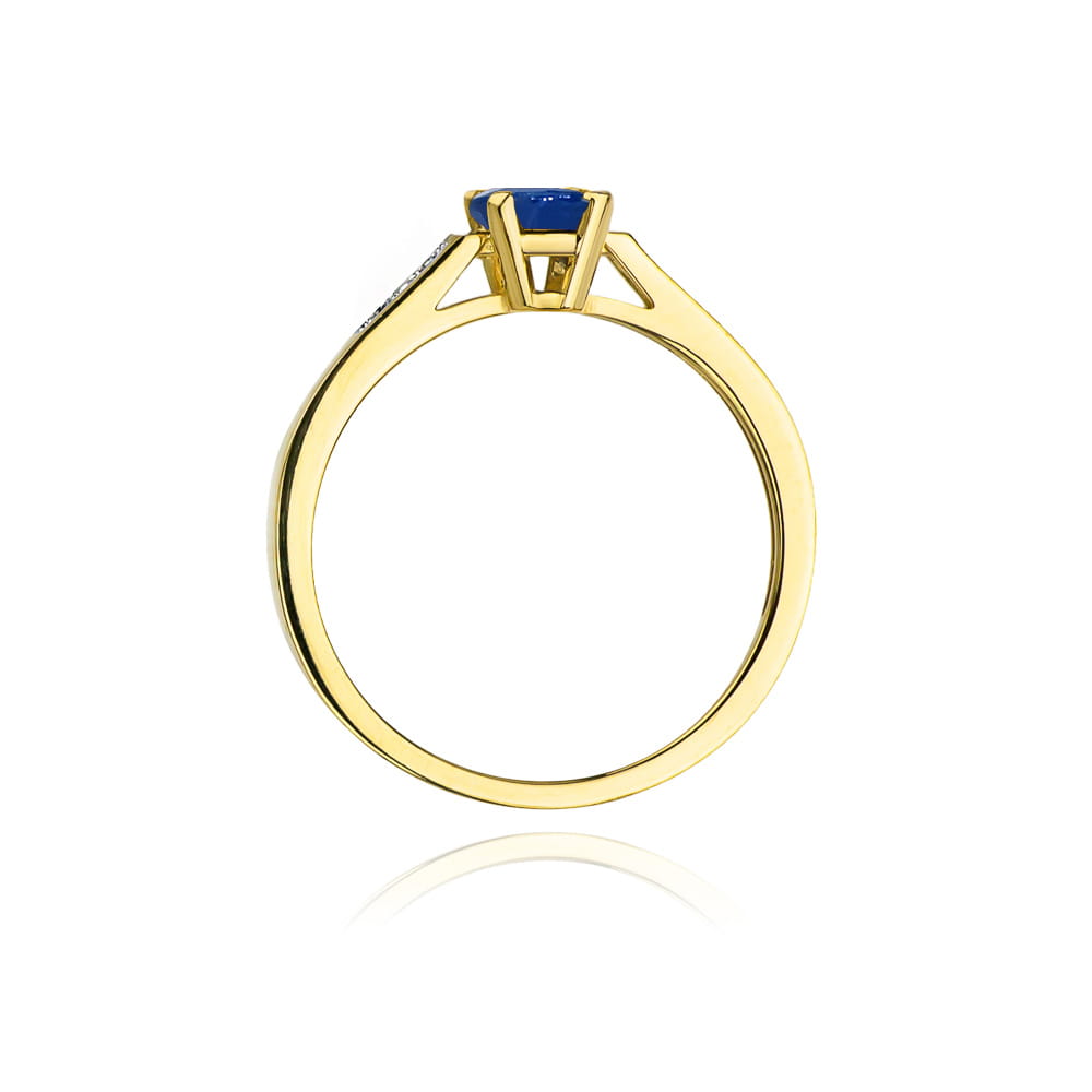 Inel Aur 9K cu Safir 0.60 ct si Diamante Naturale 0.04 ct
