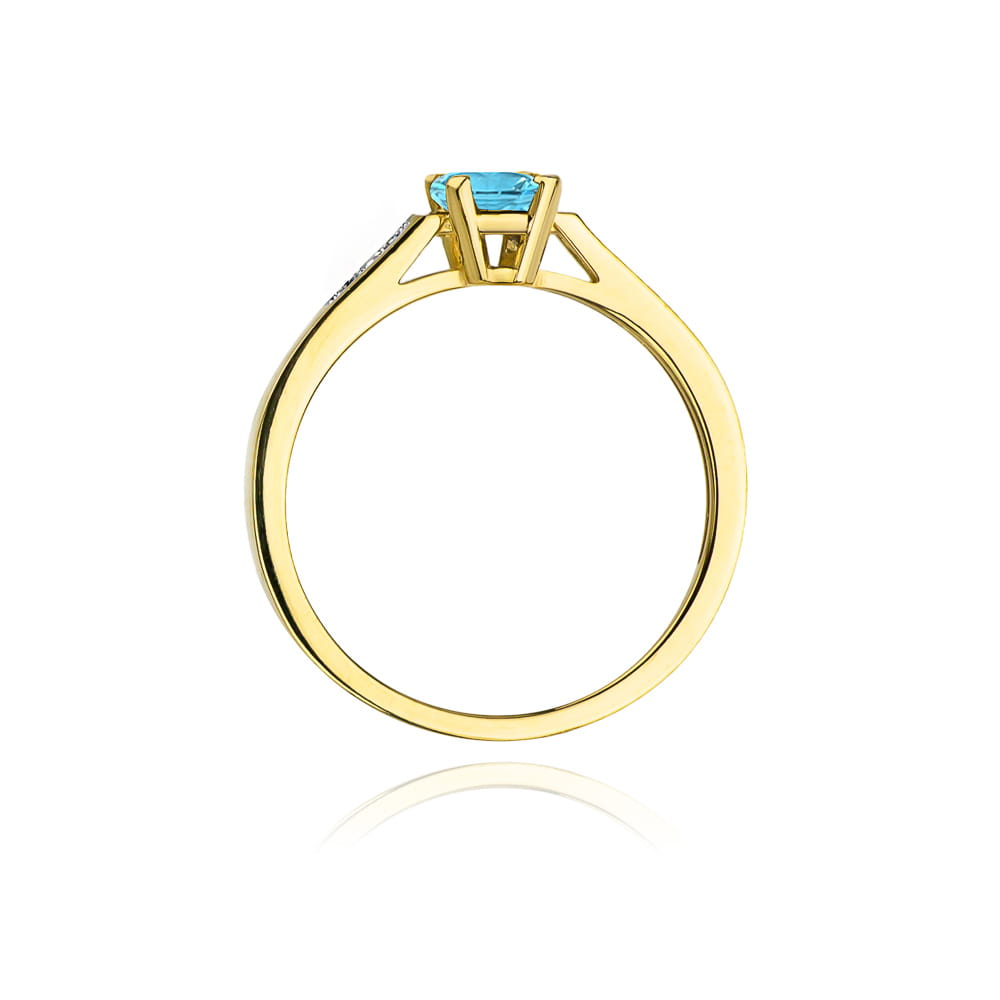 Inel Aur 9K cu Topaz Swiss 0.65 ct si Diamante Naturale 0.04 ct