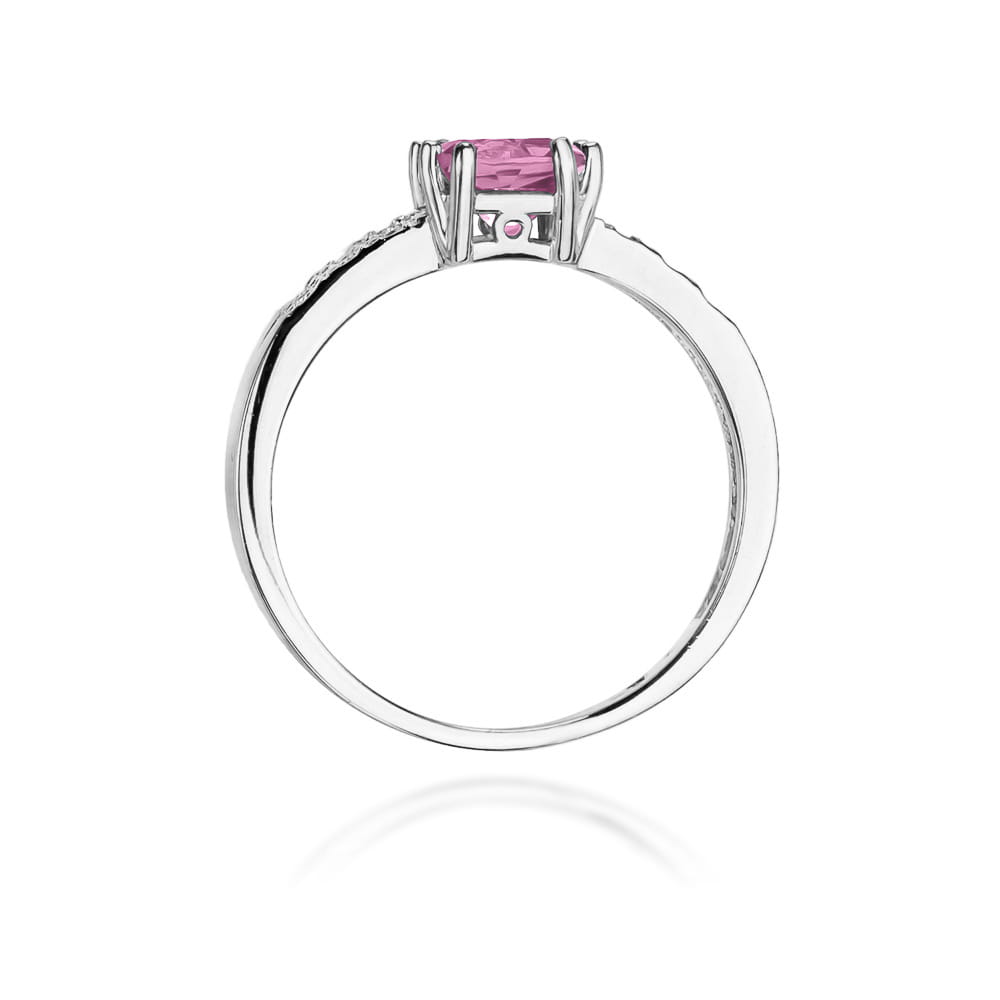 Inel Aur 9K cu Topaz Roz 1.10 ct si Diamante Naturale 0.06 ct