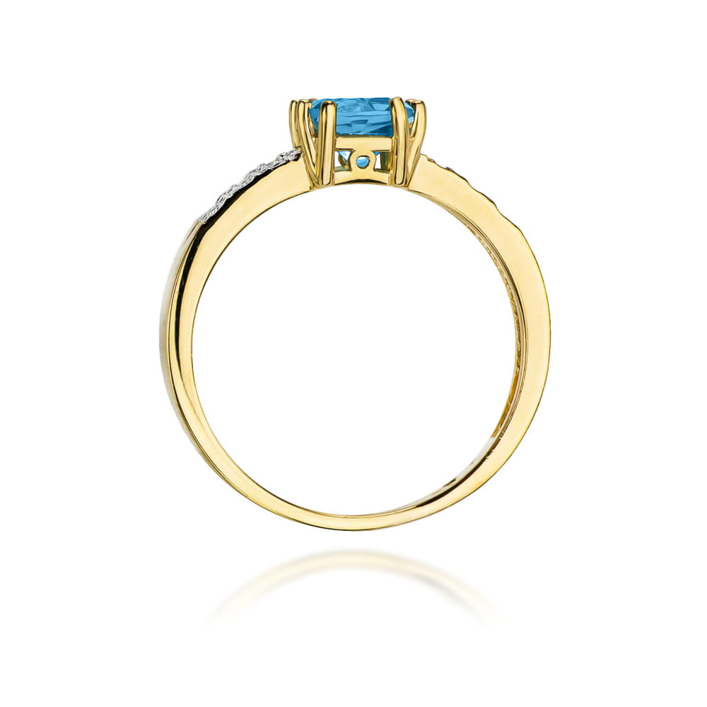 Inel Aur 9K cu Topaz Swiss 1.10 ct si Diamante Naturale 0.06 ct