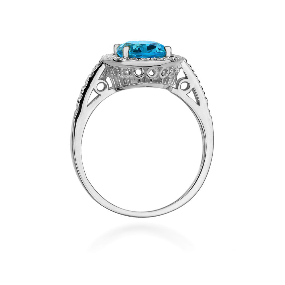 Inel Aur 9K cu Topaz Swiss 1.70 ct si Diamante Naturale 0.16 ct