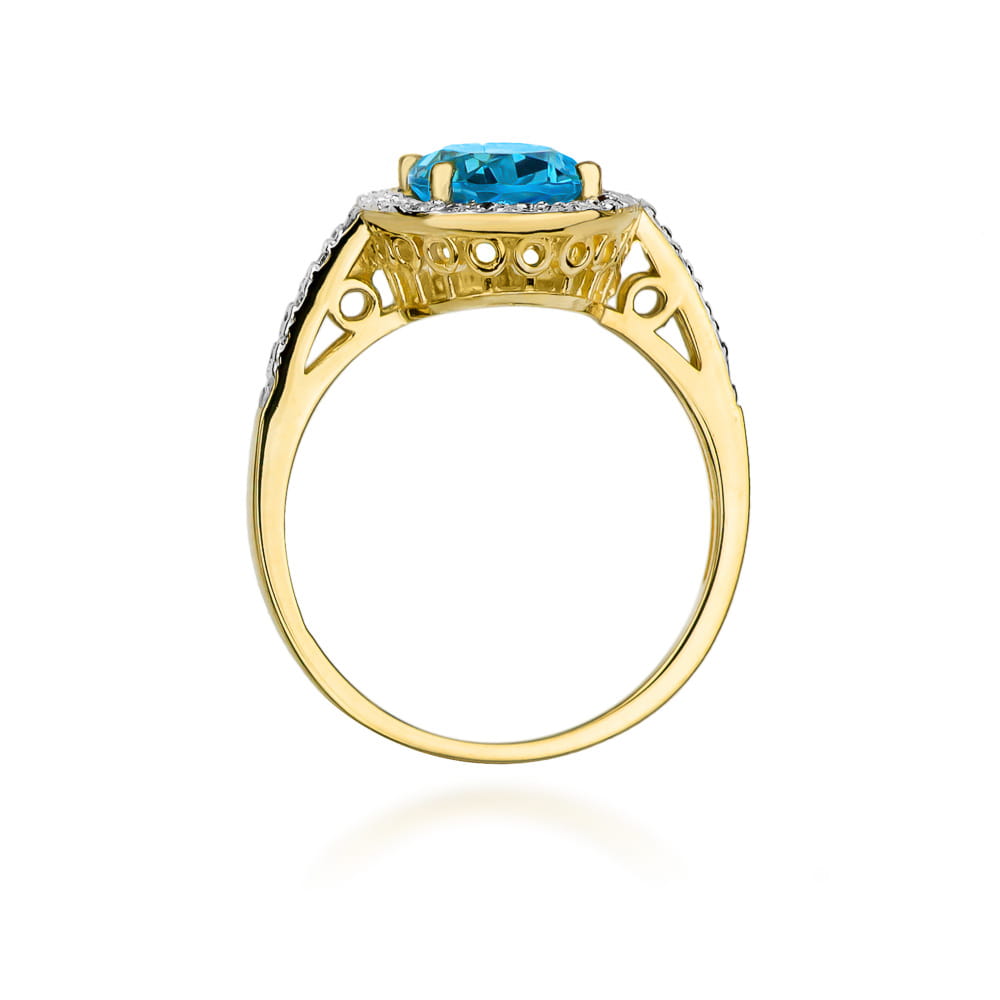 Inel Aur 9K cu Topaz Swiss 1.70 ct si Diamante Naturale 0.16 ct