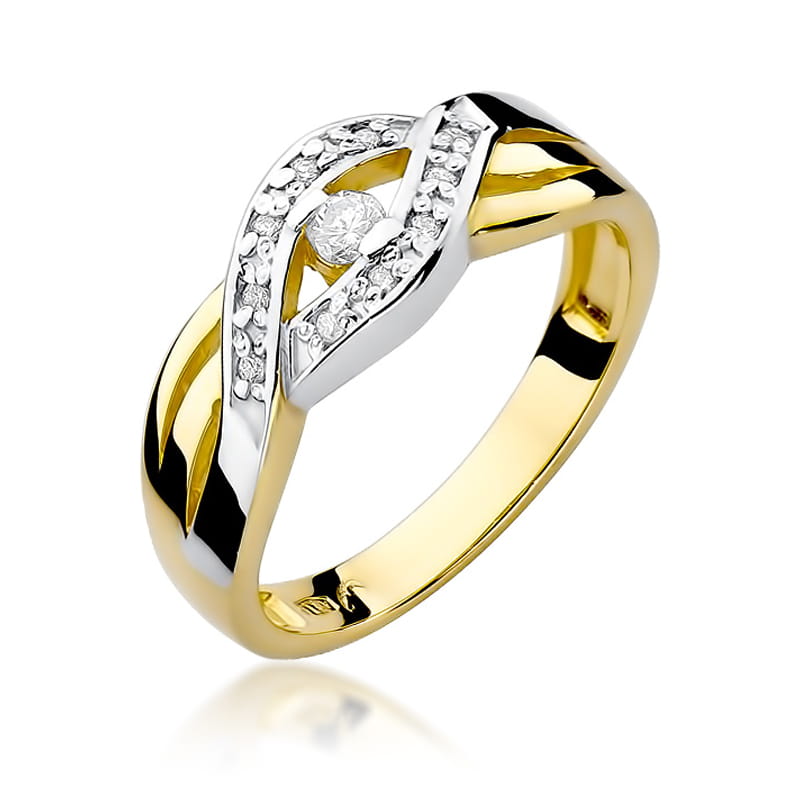 Inel Aur 9K cu Diamante Naturale 0.10 ct