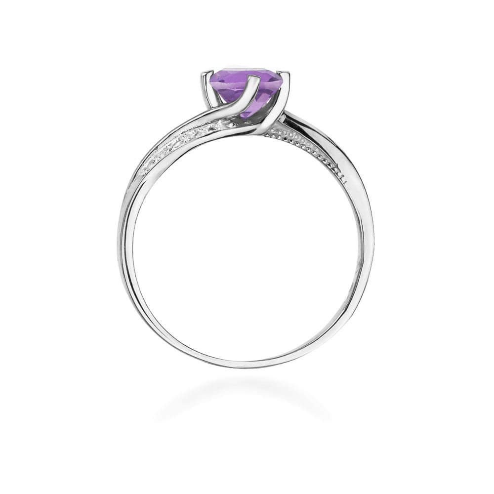 Inel Aur 9K cu Ametist 0.50 ct si Diamante Naturale 0.05 ct