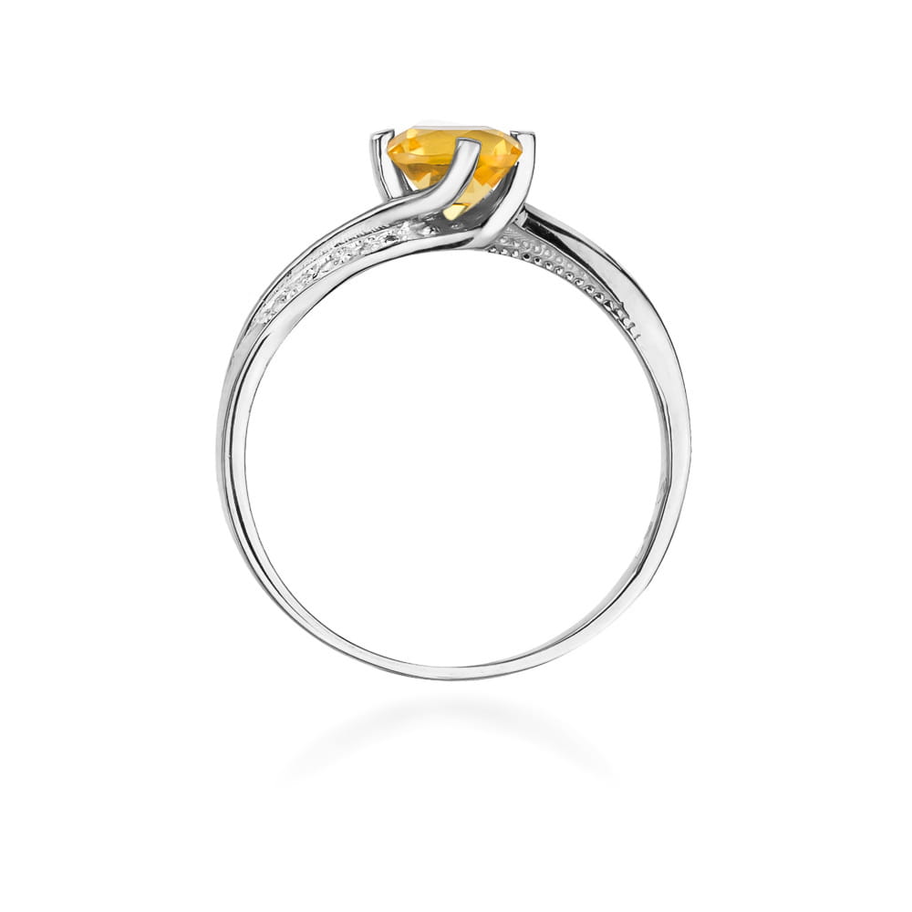 Inel Aur 9K cu Citrin 0.50 ct si Diamante Naturale 0.05 ct