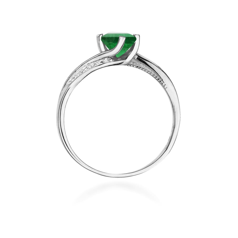 Inel Aur 9K cu Smarald 0.50 ct si Diamante Naturale 0.05 ct