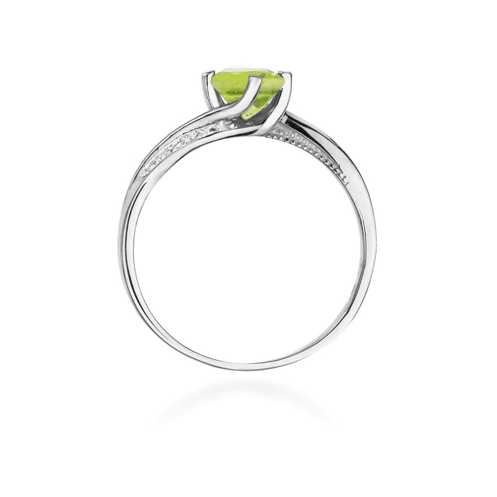 Inel Aur 9K cu Peridot 0.60 ct si Diamante Naturale 0.05 ct