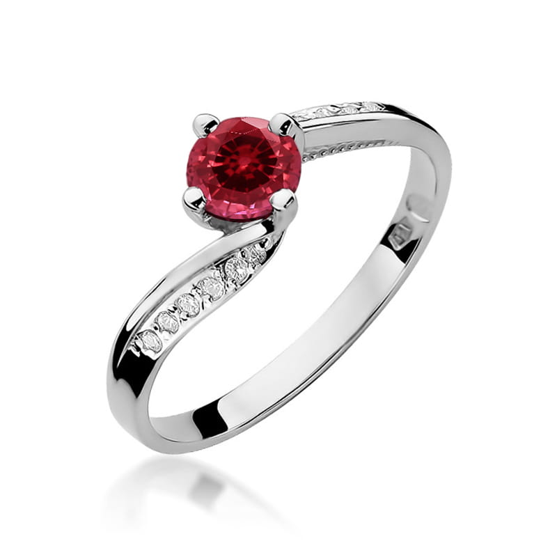 Inel Aur 9K cu Rubin 0.60 ct si Diamante Naturale 0.05 ct