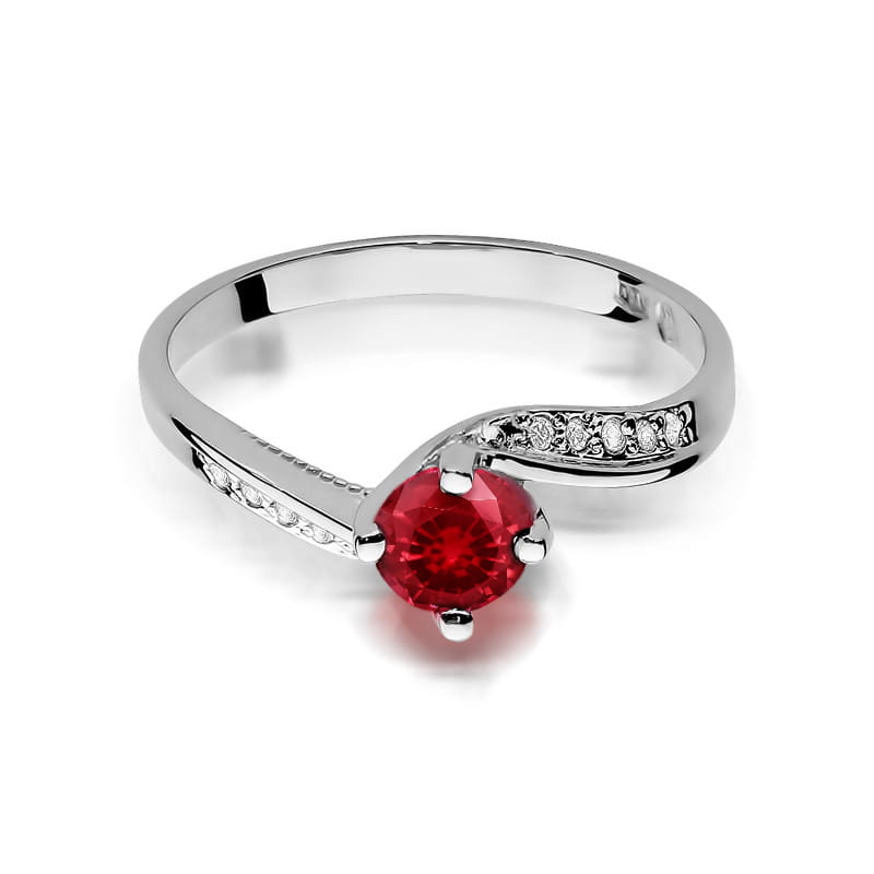 Inel Aur 9K cu Rubin 0.60 ct si Diamante Naturale 0.05 ct