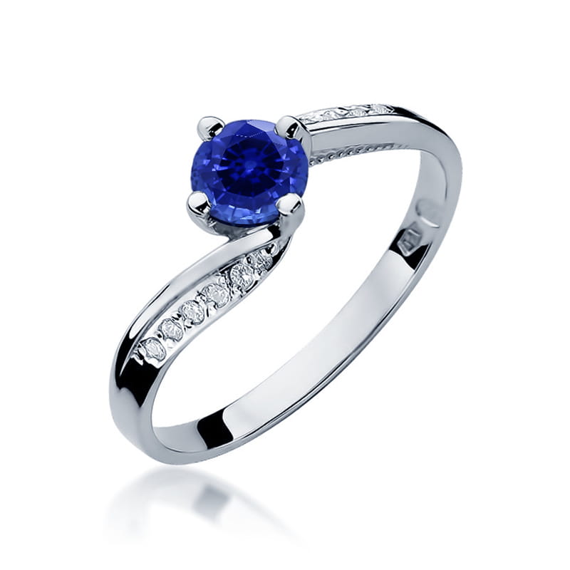 Inel Aur 9K cu Safir 0.50 ct si Diamante Naturale 0.05 ct