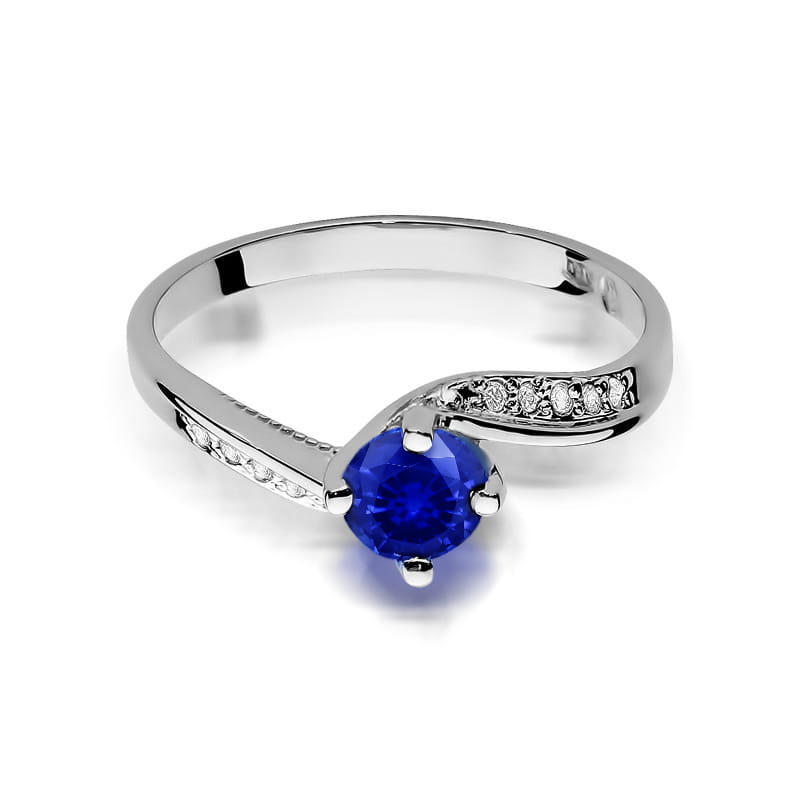 Inel Aur 9K cu Safir 0.50 ct si Diamante Naturale 0.05 ct