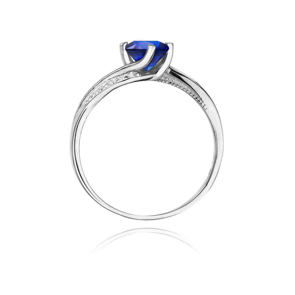 Inel Aur 9K cu Safir 0.50 ct si Diamante Naturale 0.05 ct