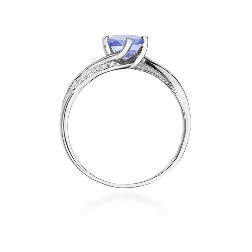 Inel Aur 9K cu Tanzanit 0.50 ct si Diamante Naturale 0.05 ct