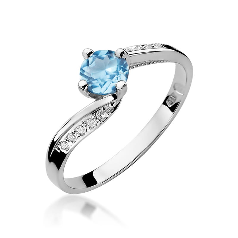 Inel Aur 9K cu Topaz Swiss 0.50 ct si Diamante Naturale 0.05 ct