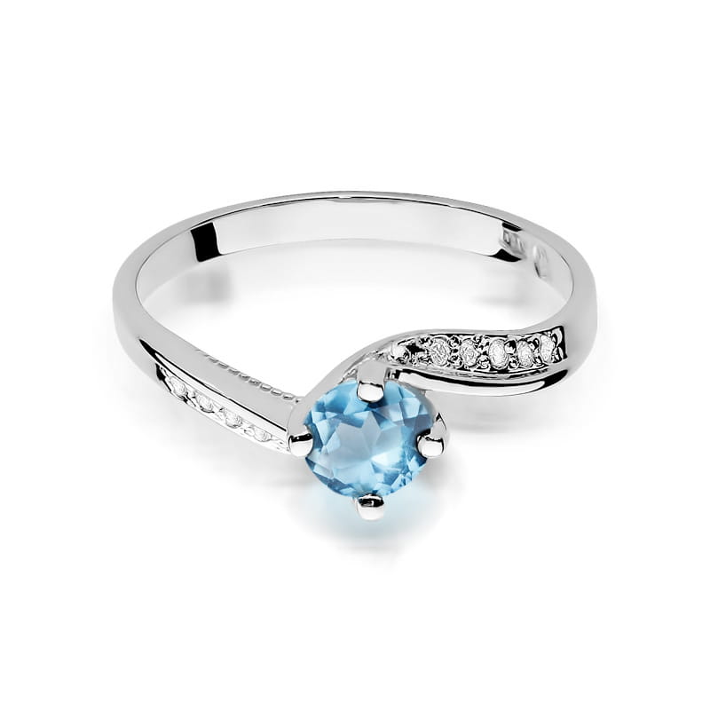 Inel Aur 9K cu Topaz Swiss 0.50 ct si Diamante Naturale 0.05 ct