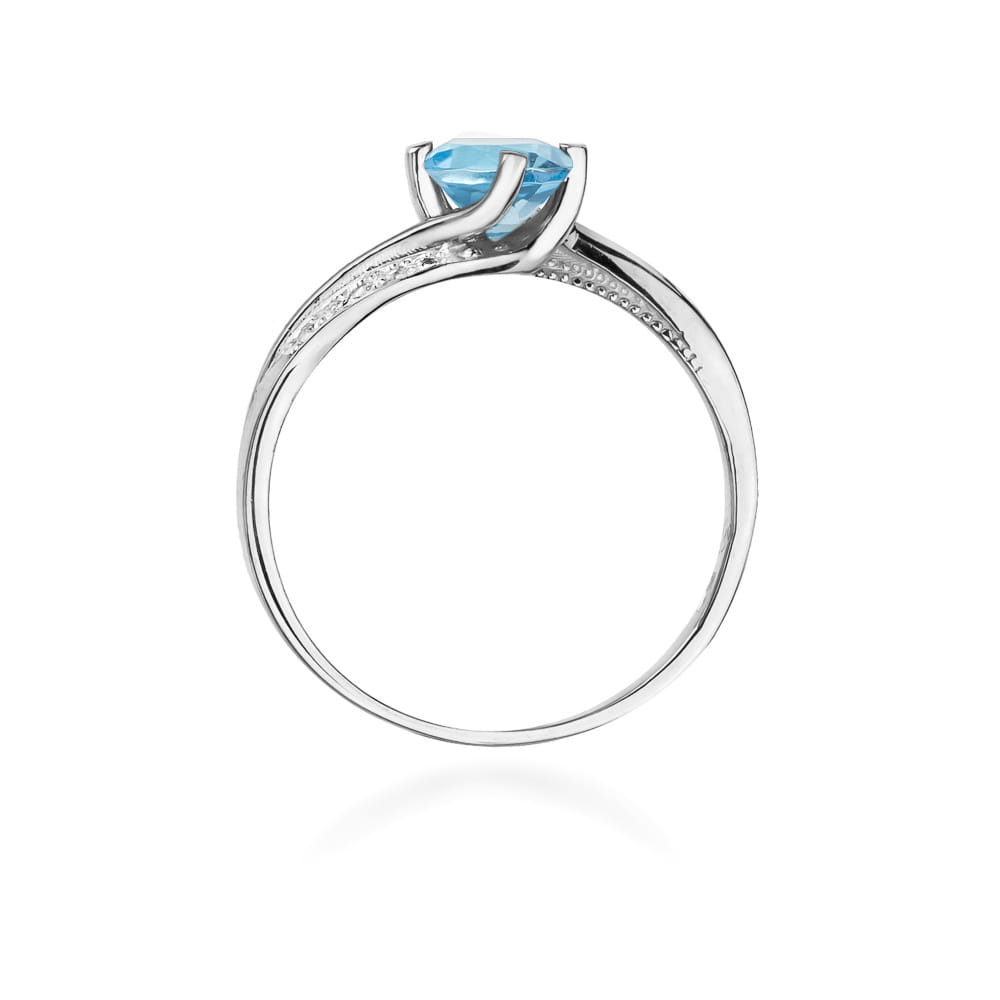 Inel Aur 9K cu Topaz Swiss 0.50 ct si Diamante Naturale 0.05 ct