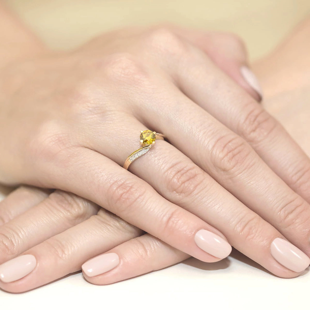 Inel Aur 14K cu Diamante de Laborator 0.55 ct