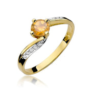 Inel Aur 9K cu Citrin 0.50 ct si Diamante Naturale 0.05 ct
