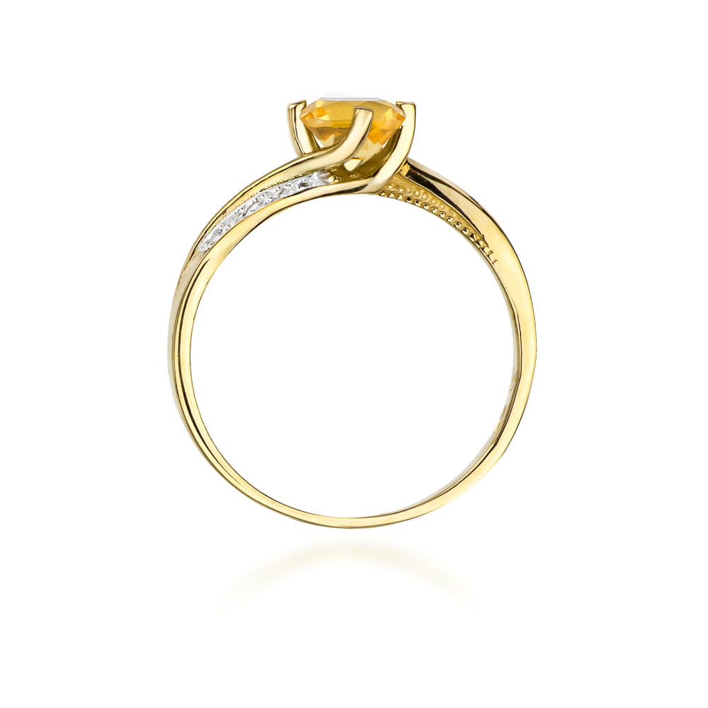 Inel Aur 9K cu Citrin 0.50 ct si Diamante Naturale 0.05 ct